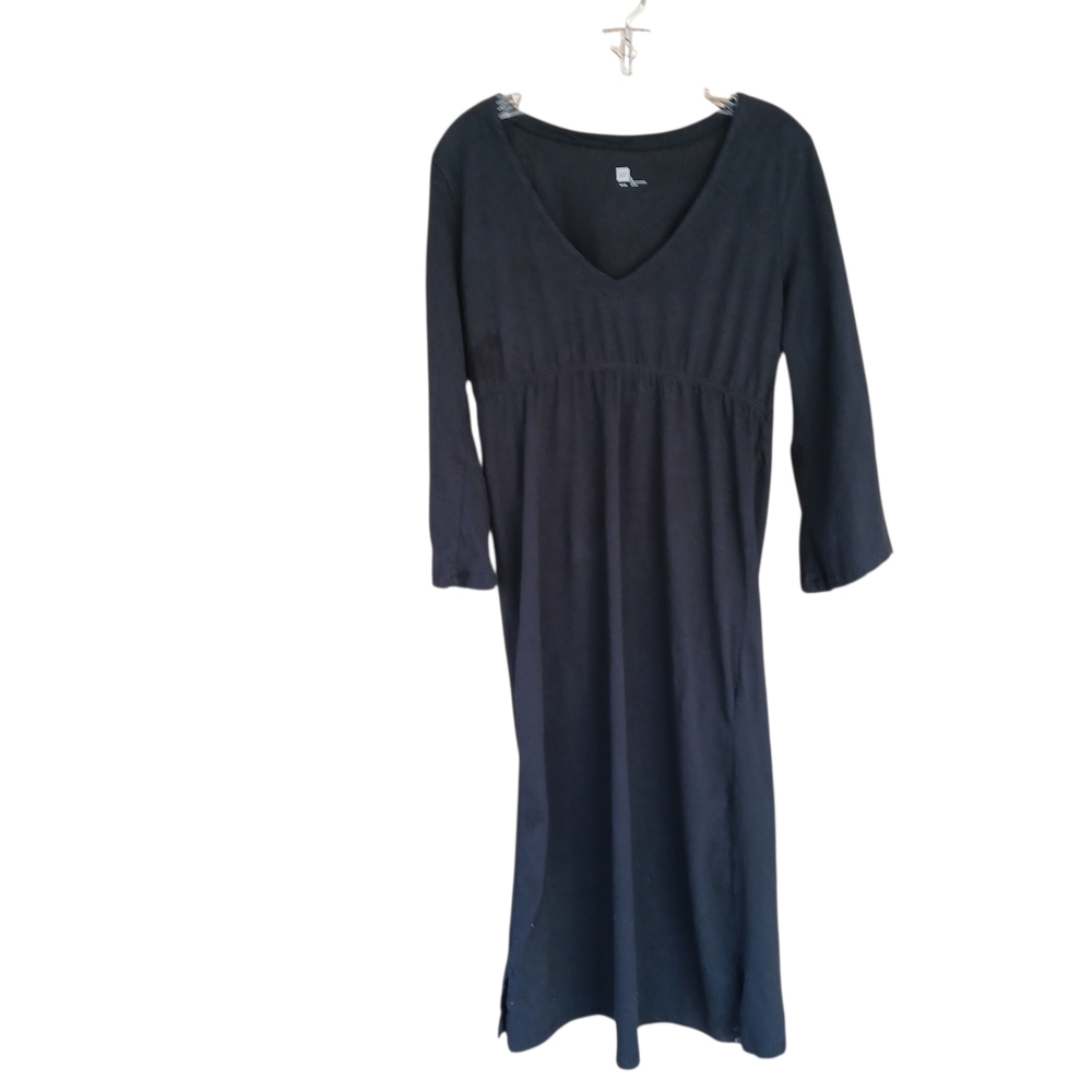 GAP Factory Black V Neck 3/4 Sleeve Maxi Dress Large